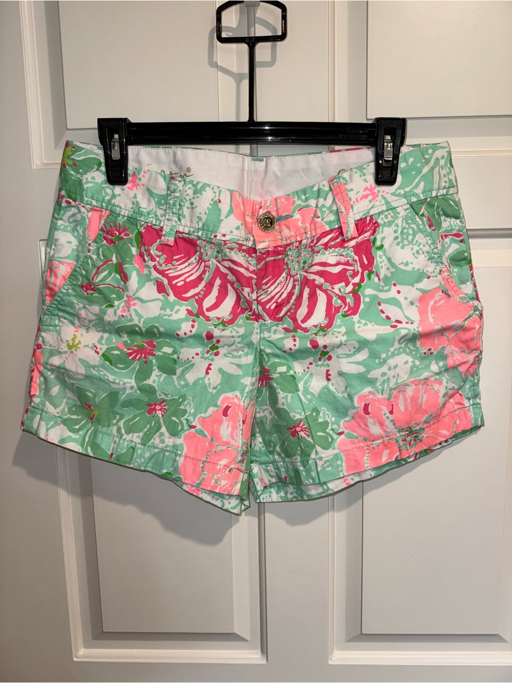 Lilly Pulitzer Mint Green & Pink Floral Bermuda Shorts
